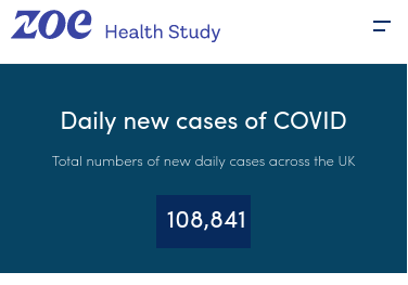 Total number of new daily cases across the UK: 108,841